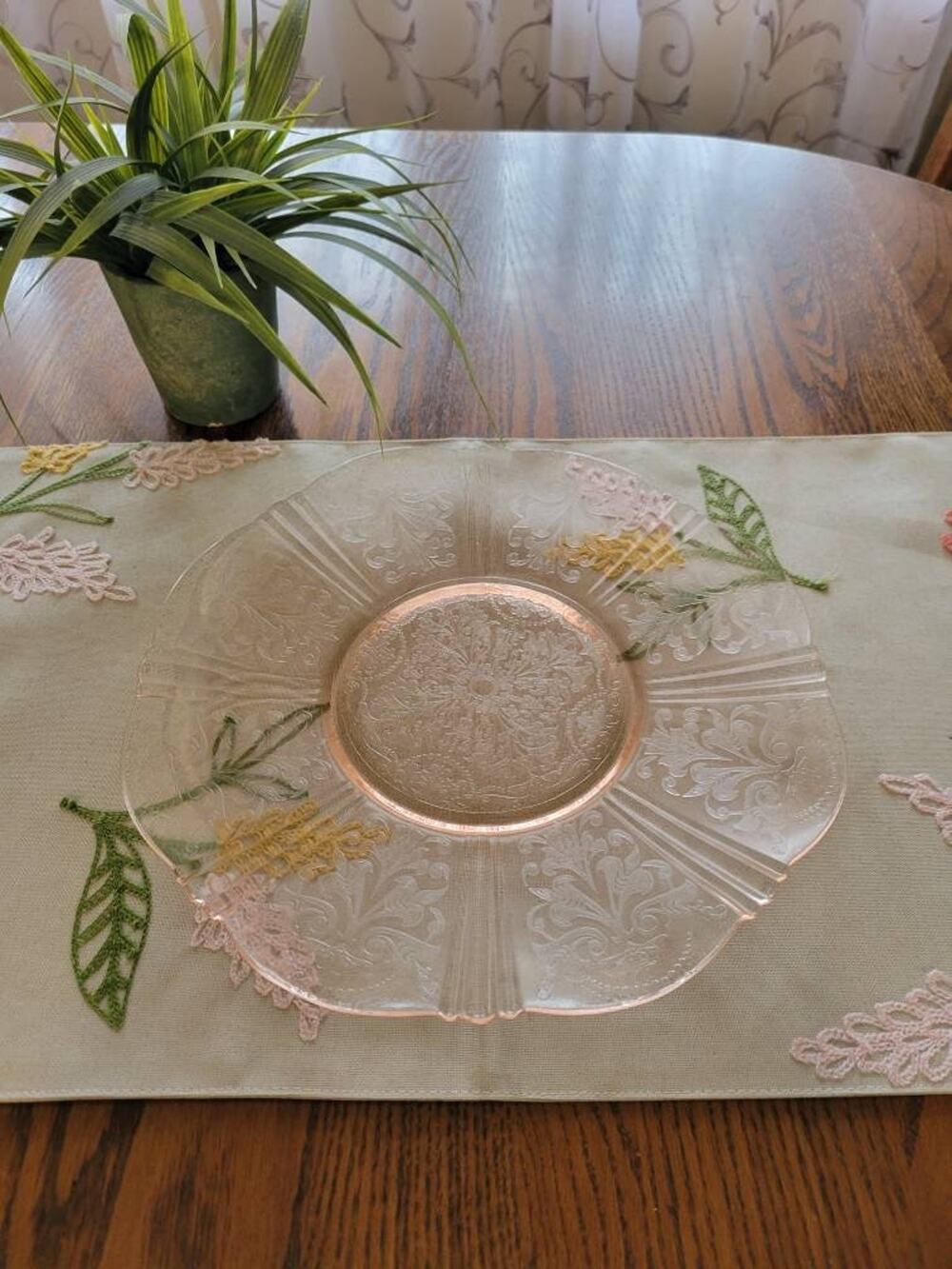 Vintage MacBeth Evans American Sweetheart Pink Depression Glass 12" Salver Plate